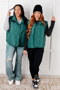 Layering Queen Quilted Puffer Vest in Hunter Green