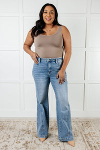 Melia High Rise Side Seam Detail Wide Leg Jeans