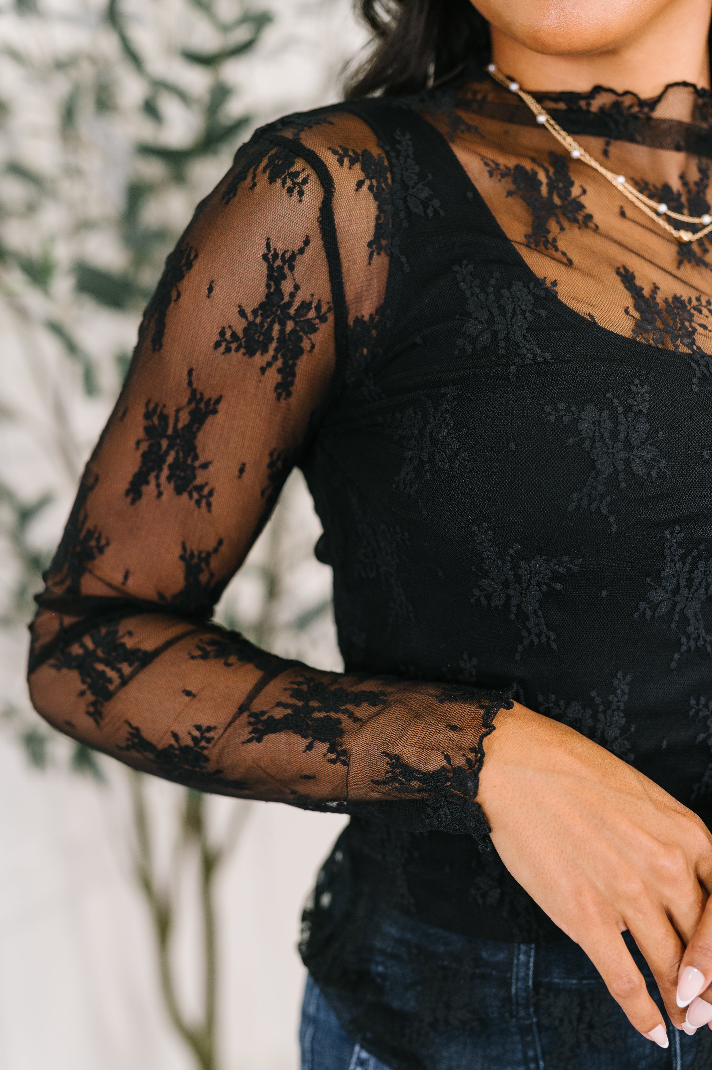 Next Level Patterned Layering Top in Black