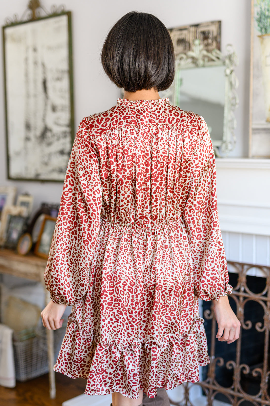 Rayven Animal Print Dress in Burgundy