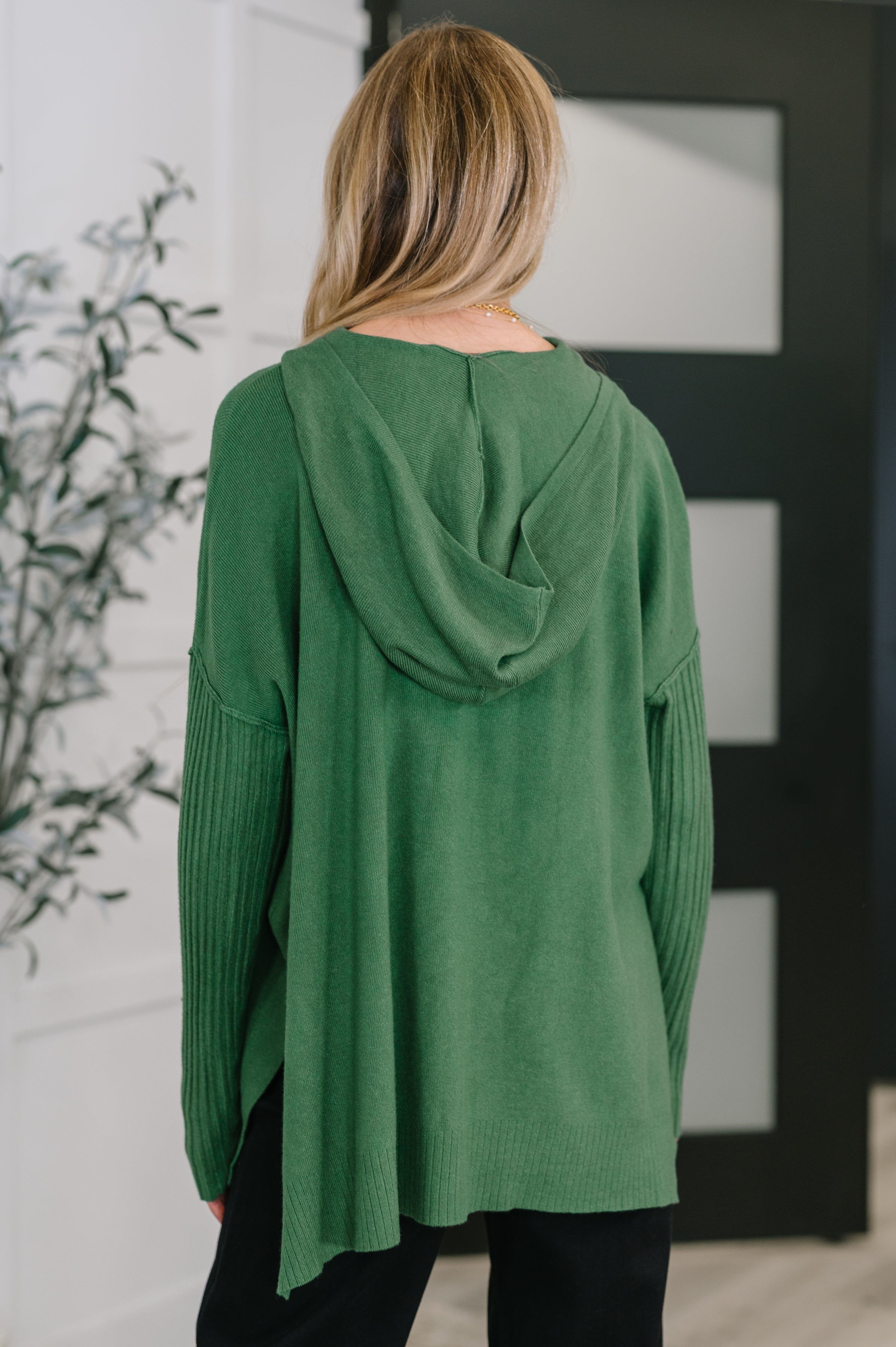 Running Late Hooded Long Sleeve in Dark Green