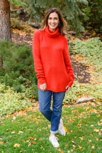 Steady Pace Roll Neck Sweater In Red