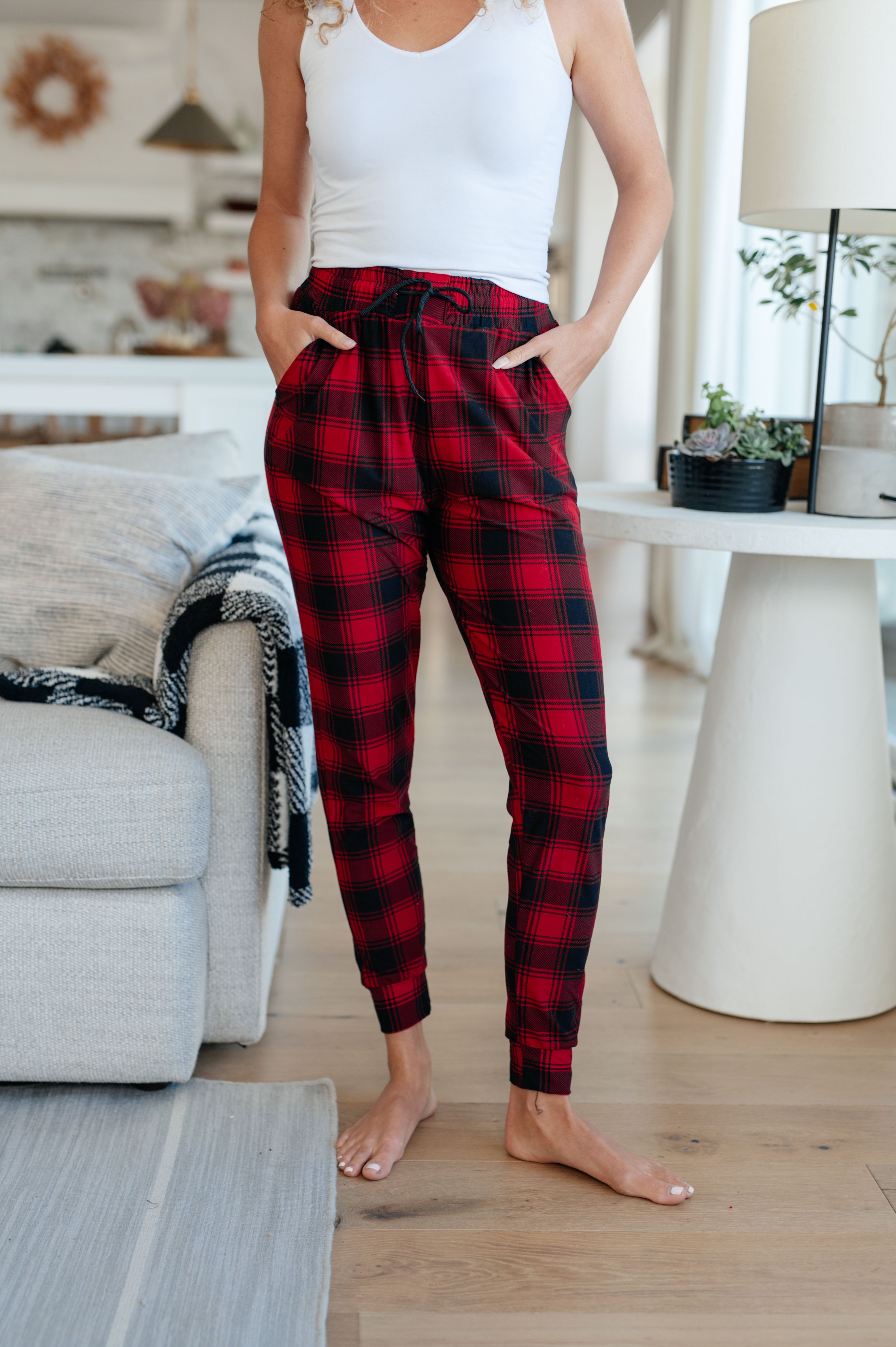 Your New Favorite Joggers in Red Plaid