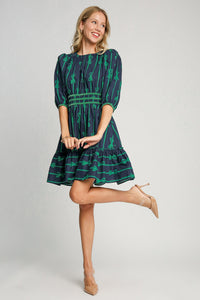 Umgee Navy & Green Ribbon Dress