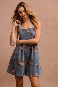 BiBi Floral Denim Overalls