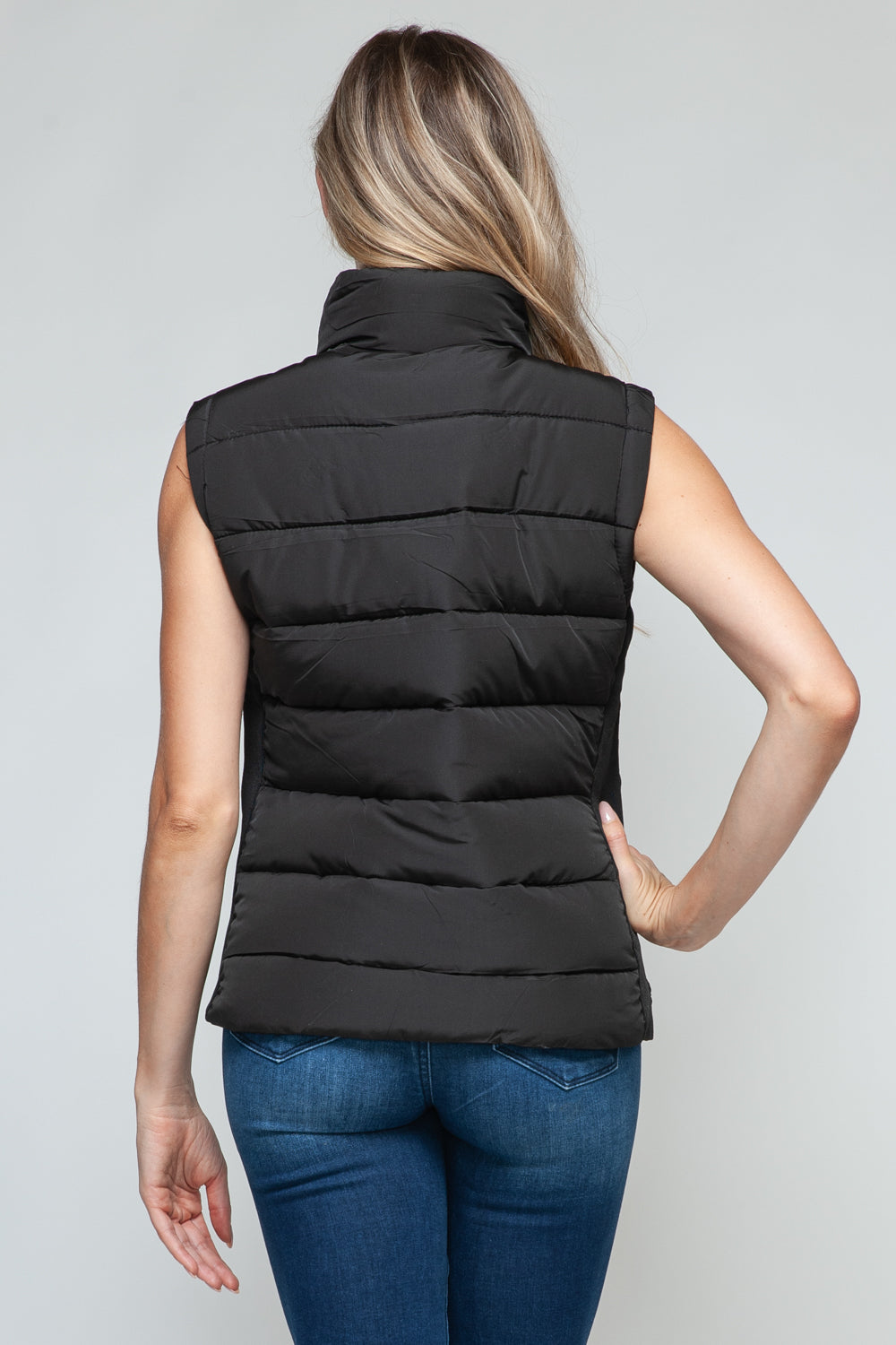 Snobbish Zip Up Turtleneck Vest in Black