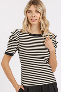 Mittoshop Striped Puff Sleeve T-Shirt