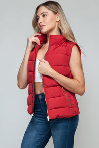 Snobbish Zip Up Turtleneck Vest in Red