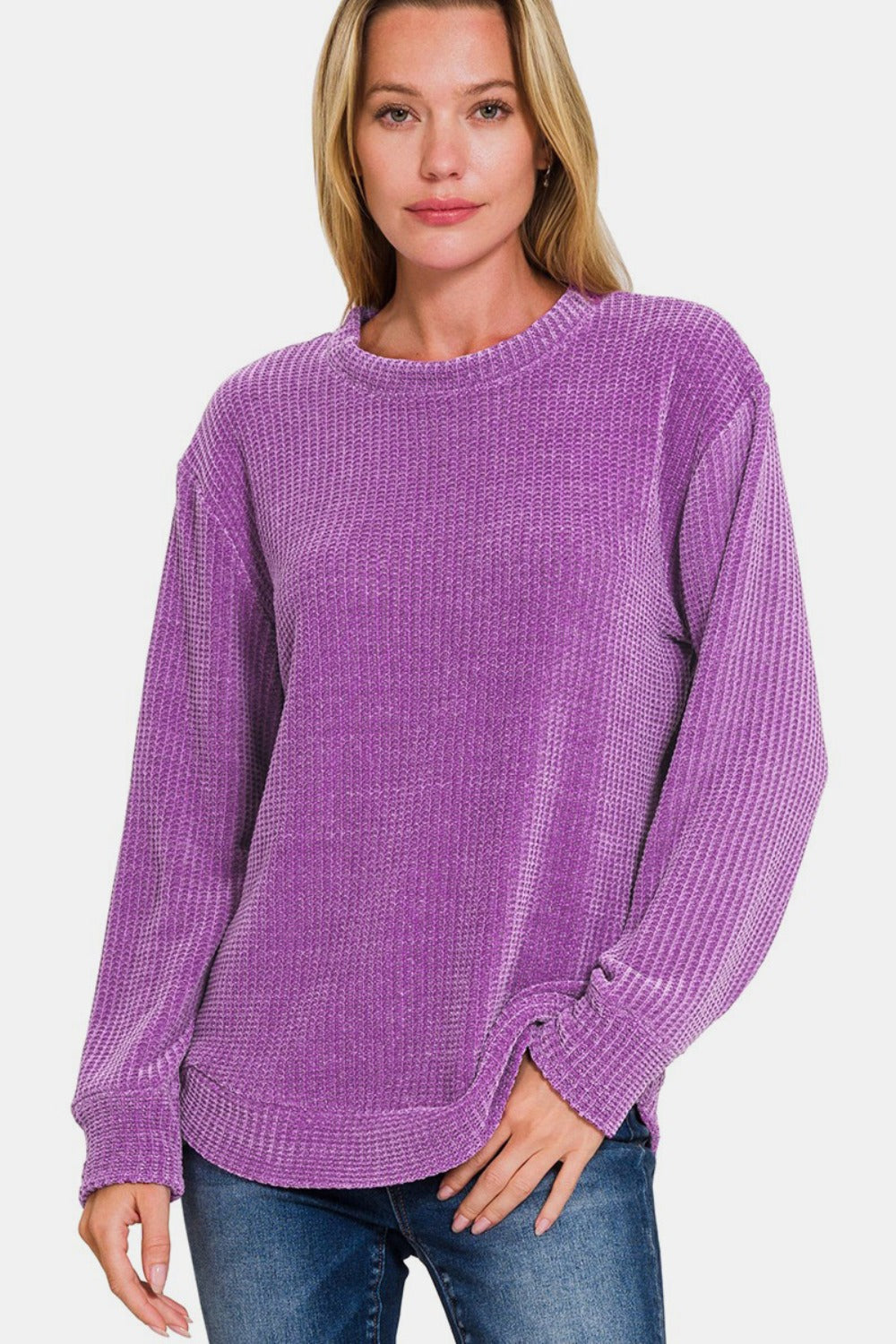 Zenana Chenille Sweater in Violet