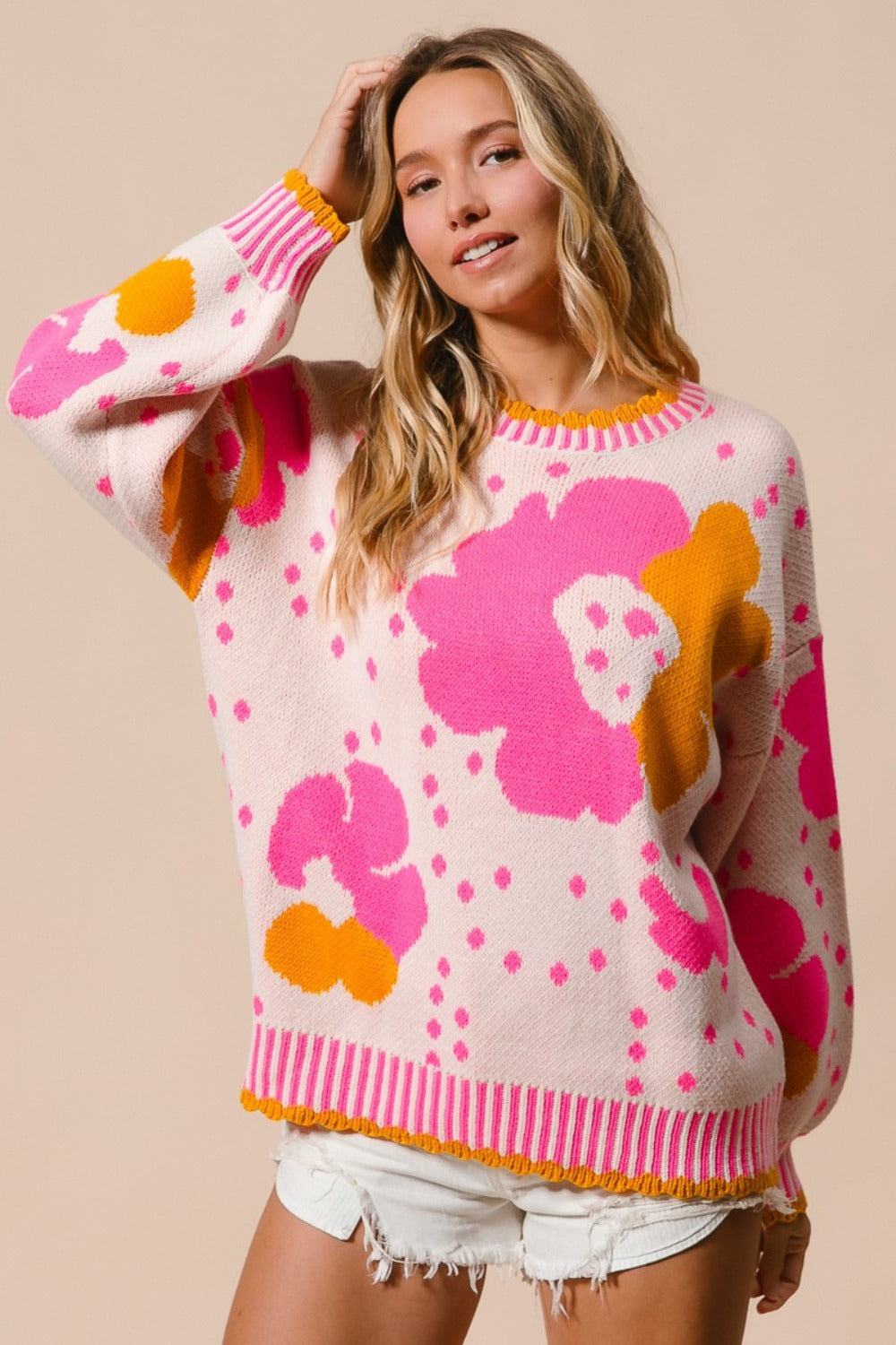 BiBi Pink Flower Power Sweater