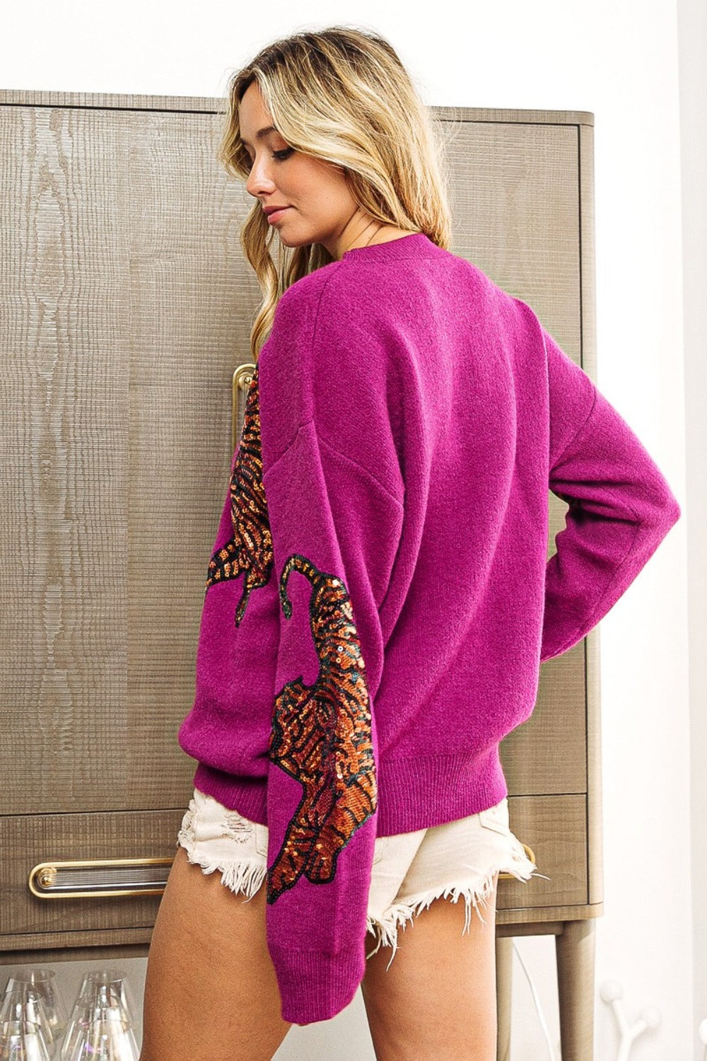 BiBi Geaux Tiger Sequin Sweater