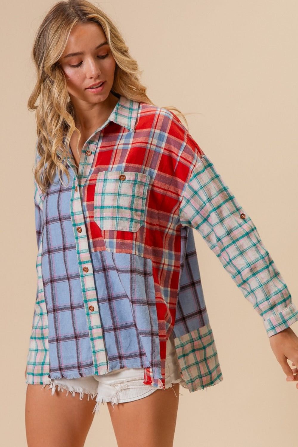 BiBi Mad About Plaid Button Down Shirt