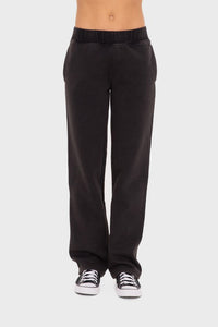 Mono B Elastic Waist Fleece Pants with Pockets in Black