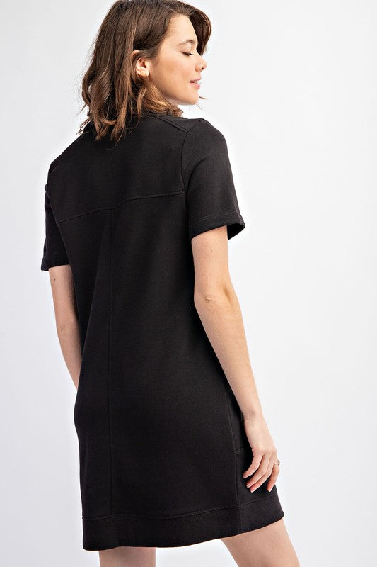 Casual Short Sleeve Dress in Black