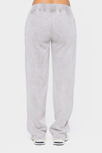 Mono B Elastic Waist Fleece Pants with Pockets in Light Gray