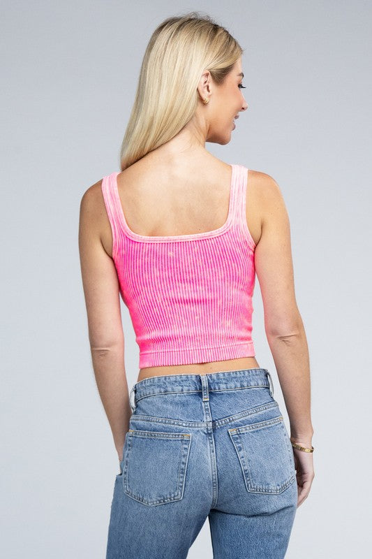 Zenana Reversible Ribbed Cropped Tank Top
