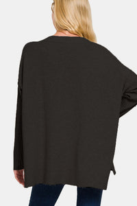 Zenana High-Low Sweater in Black