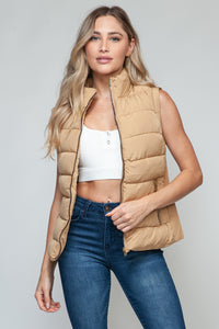 Snobbish Zip Up Turtleneck Vest in Iced Coffee