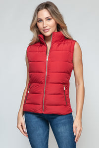 Snobbish Zip Up Turtleneck Vest in Red