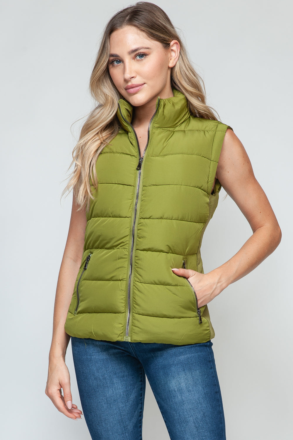 Snobbish Zip Up Turtleneck Vest in Cardamom Seed