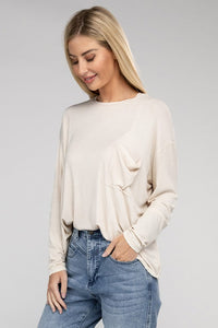 Zenana Washed Ribbed Dolman Top