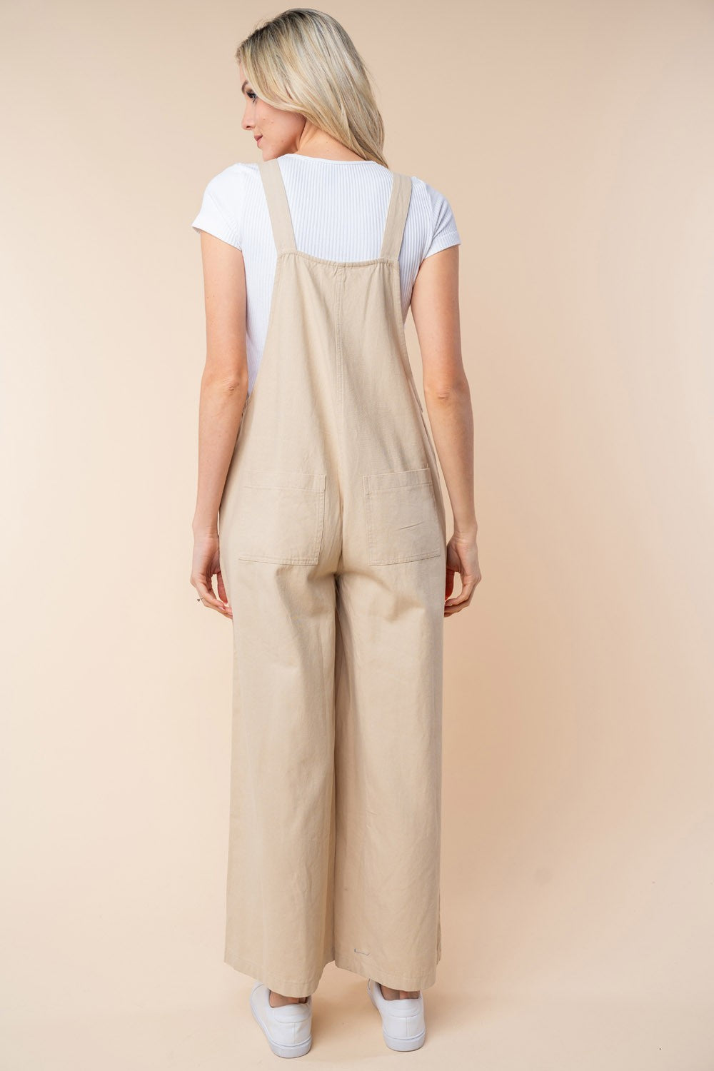 White Birch Oatmeal Wide Leg Jumpsuit