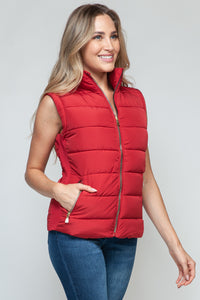 Snobbish Zip Up Turtleneck Vest in Red