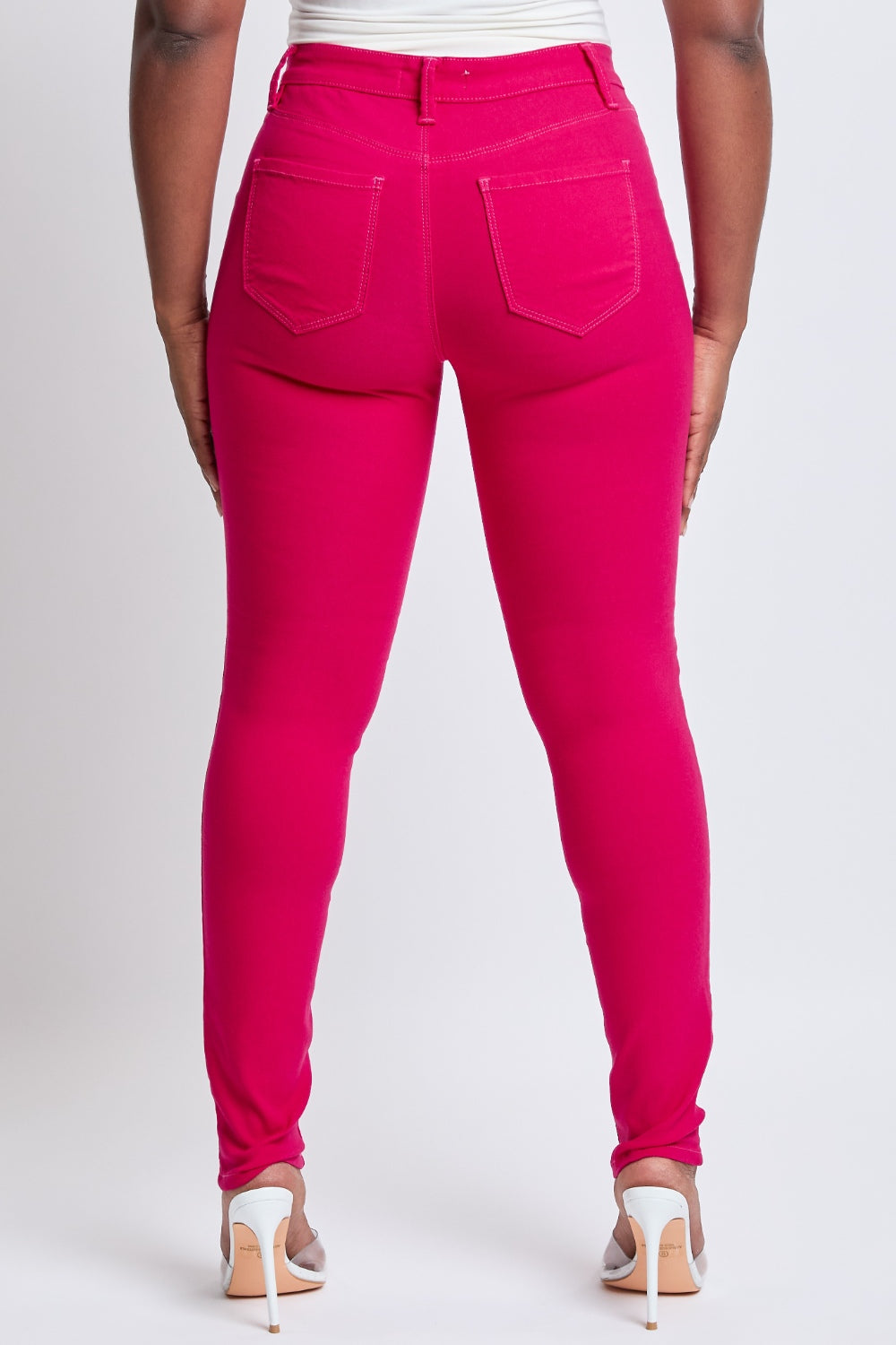 YMI Hyperstretch Mid-Rise Jeans in Neon Pink