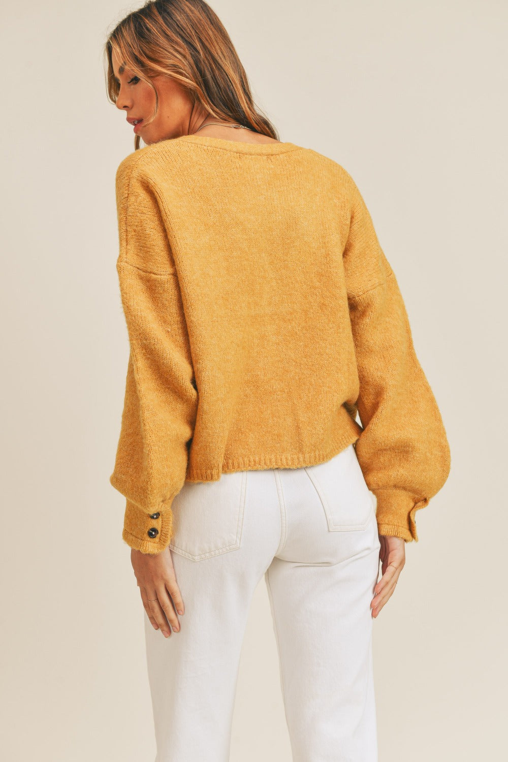 Mable All Buttoned Up Sweater Cardigan in Mustard