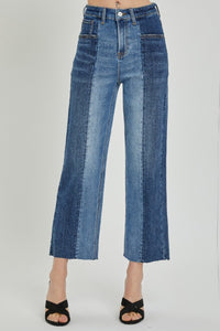 Risen Mid-Rise Two-Tone Jeans