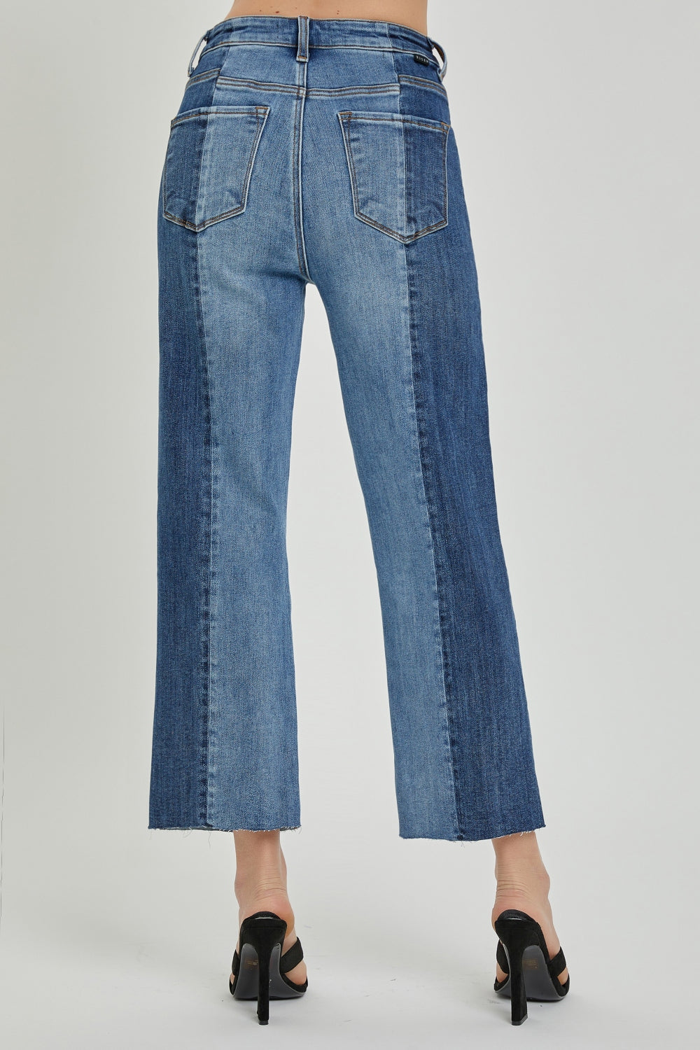 Risen Mid-Rise Two-Tone Jeans