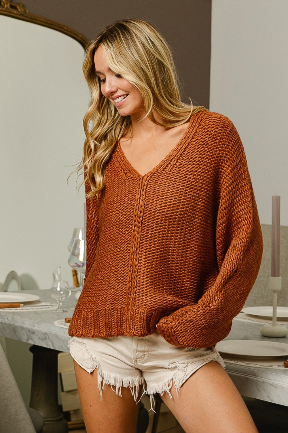 BiBi Cable Knit Sweater in Cinnamon