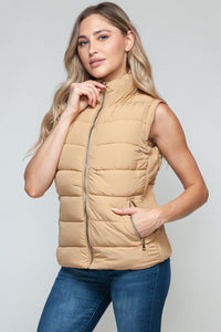 Snobbish Zip Up Turtleneck Vest in Iced Coffee