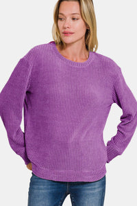 Zenana Chenille Sweater in Violet