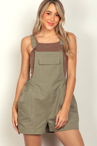 Very J Olive Suspender Overalls