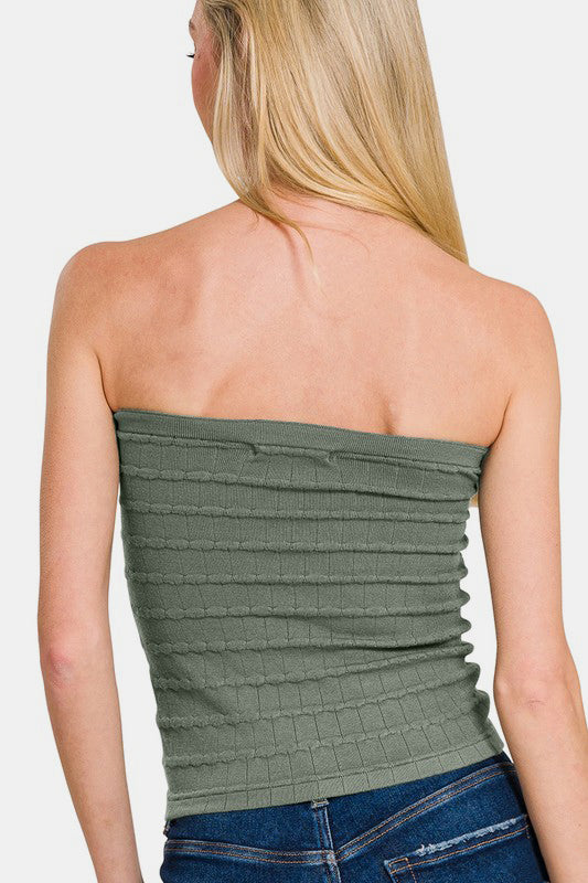 Zenana Twisted Sweetheart Tube Top in Ash Jade