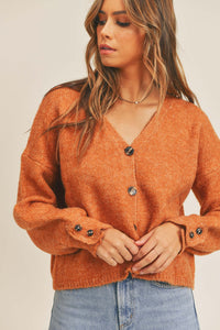 Mable All Buttoned Up Sweater Cardigan in Rust