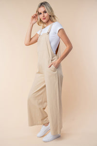 White Birch Oatmeal Wide Leg Jumpsuit