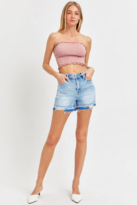 Risen High Rise Distressed Denim Shorts