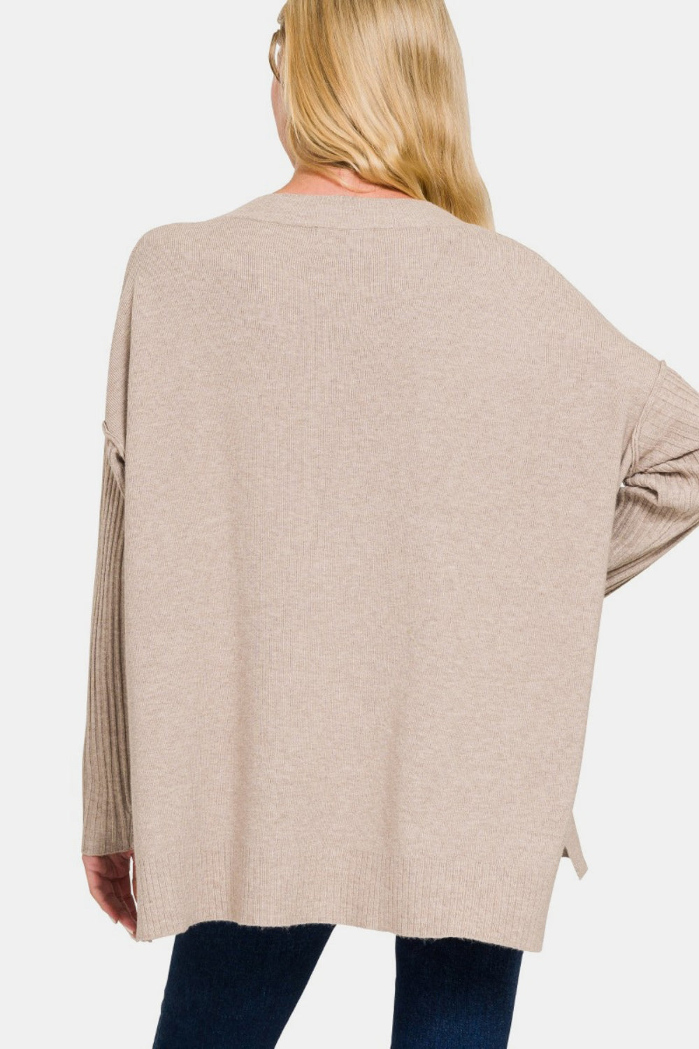 Zenana High-Low Sweater in Mocha