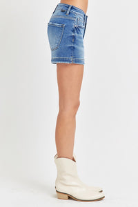 Risen Low Rise Denim Shorts