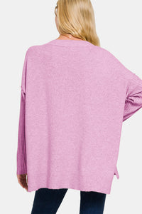 Zenana High-Low Sweater in Mauve