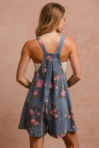 BiBi Floral Denim Overalls