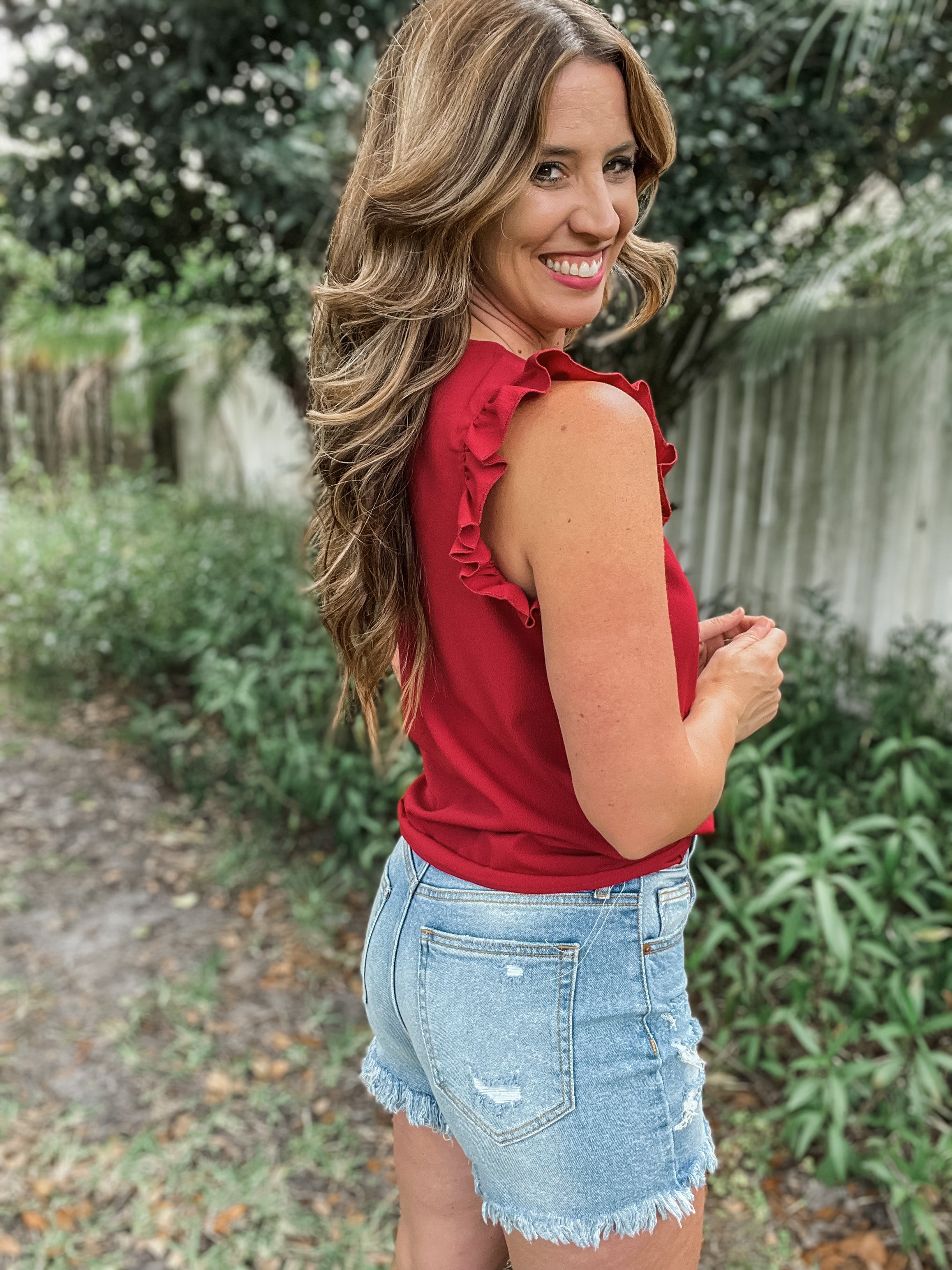 Solid Ruffled Tank