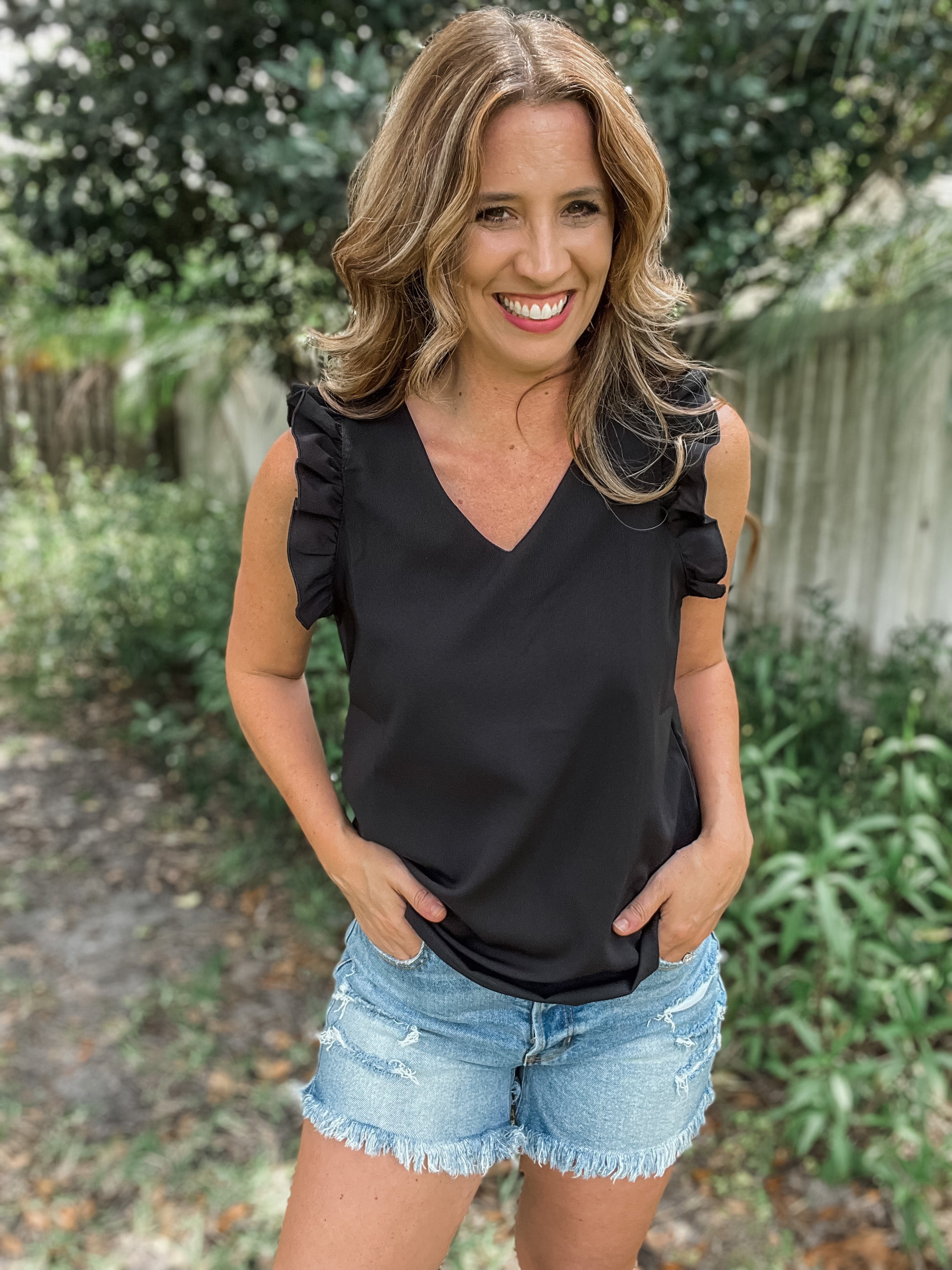 Solid Ruffled Tank
