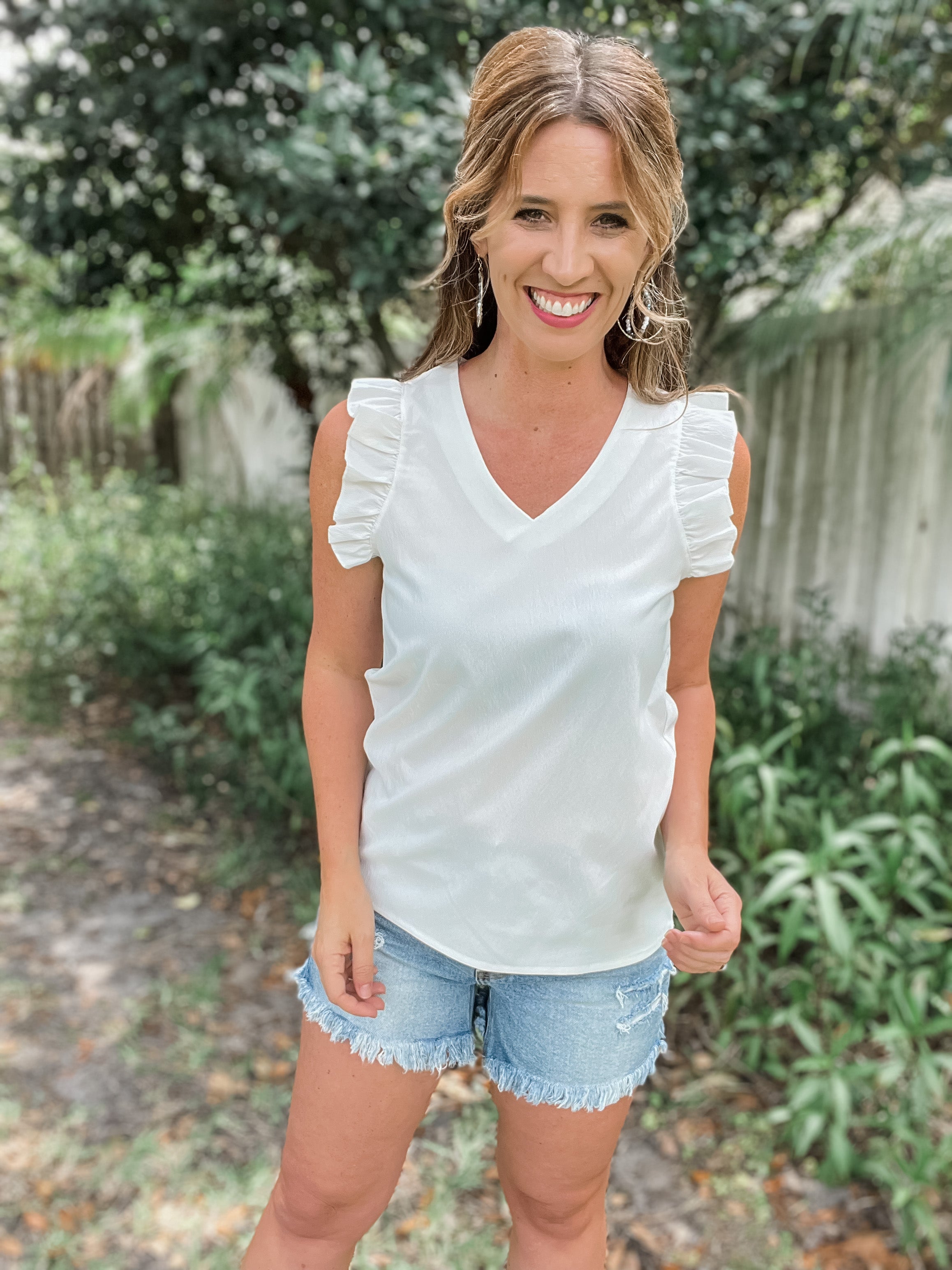 Solid Ruffled Tank