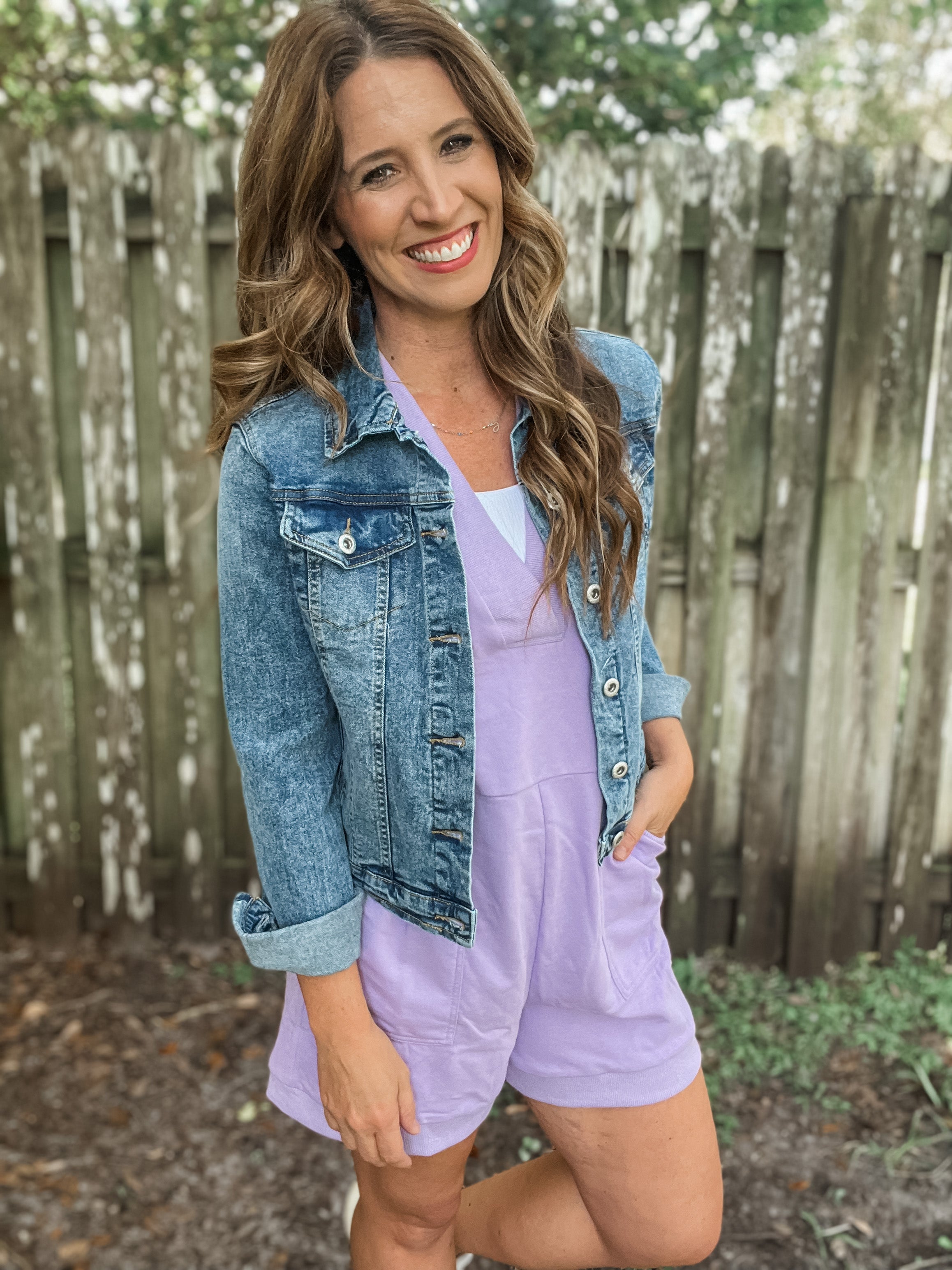 Lavender V-neck Romper