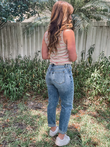 Cello Distressed Mom Crop