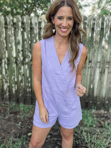 Lavender V-neck Romper