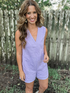 Lavender V-neck Romper